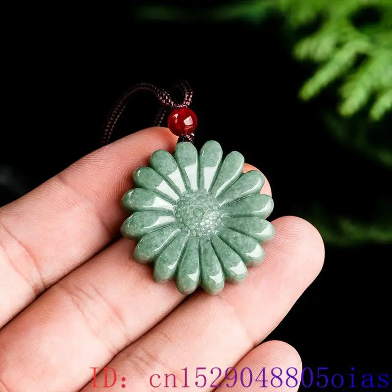 Men Accessories Jewelry - الأخضر الجاديت عباد الشمس قلادة قلادة