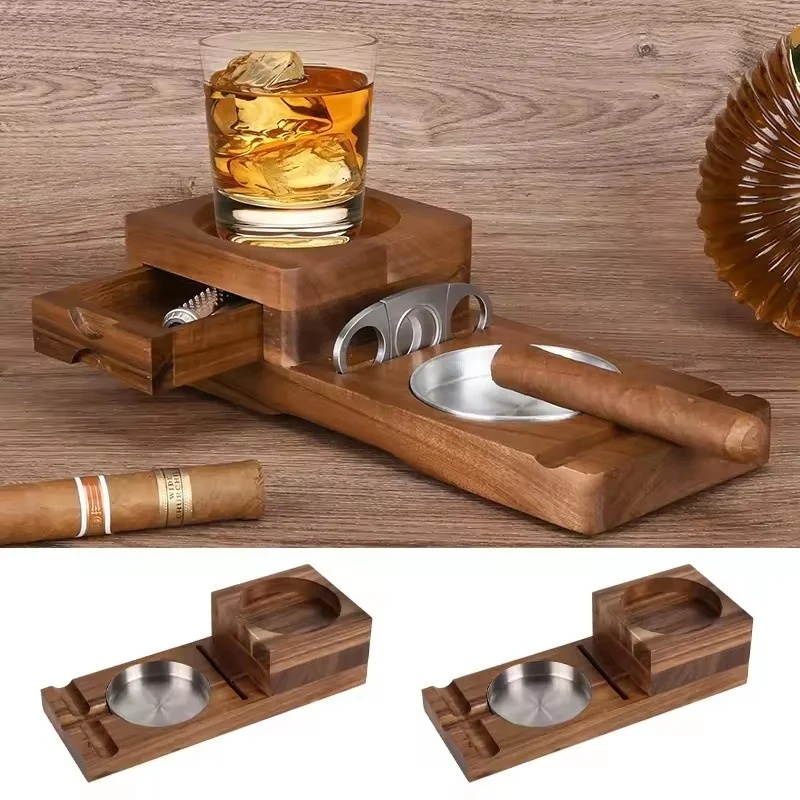 Men Accessories Drawer - منفضة سجائر سيجار خشبية مع درج
