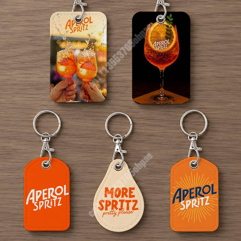 Men Keychain Accessories - حامل بطاقات جلدي بتصميم بروسيكو البرتقالي