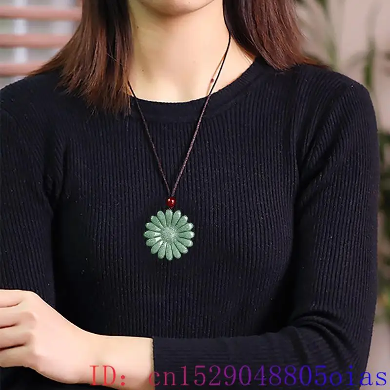 الأخضر الجاديت عباد الشمس قلاد - مراجعة Men Accessories Jewelry وسعره